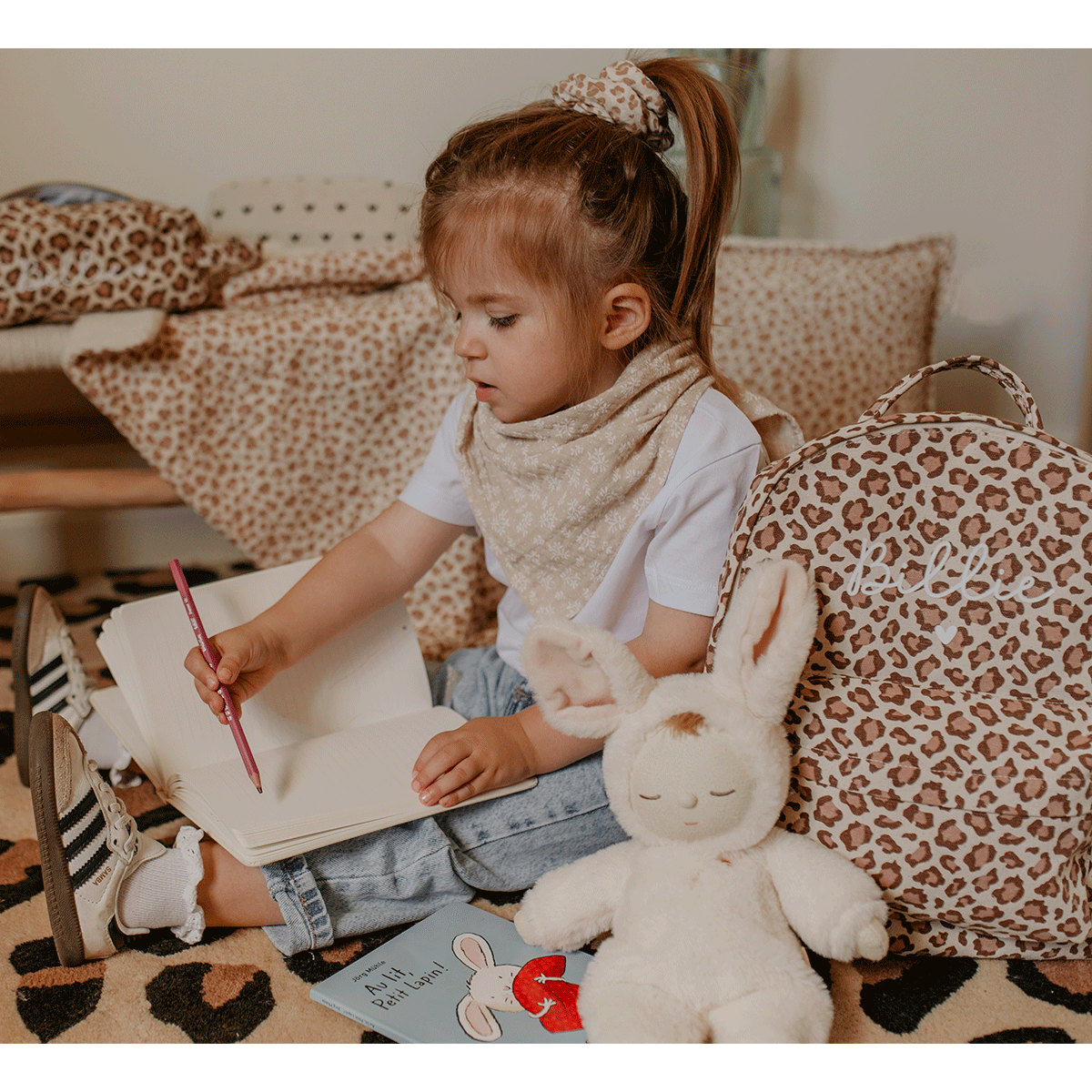 foulard-enfant-65x65cm-branchage-beige-3